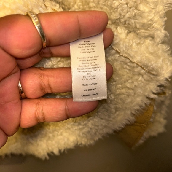 Talbots vest - tan/cream faux leather/shearling vest open front - Picture 6 of 8